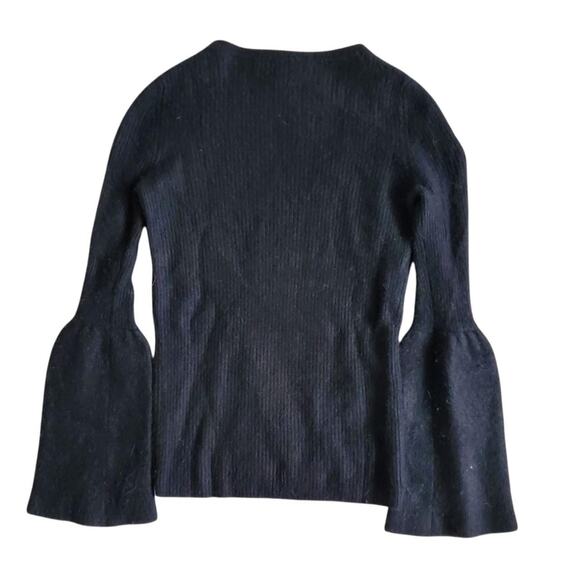 Magaschoni Cashmere Black Bell Sleeve Sweater - Women's Medium - Picture 5 of 8